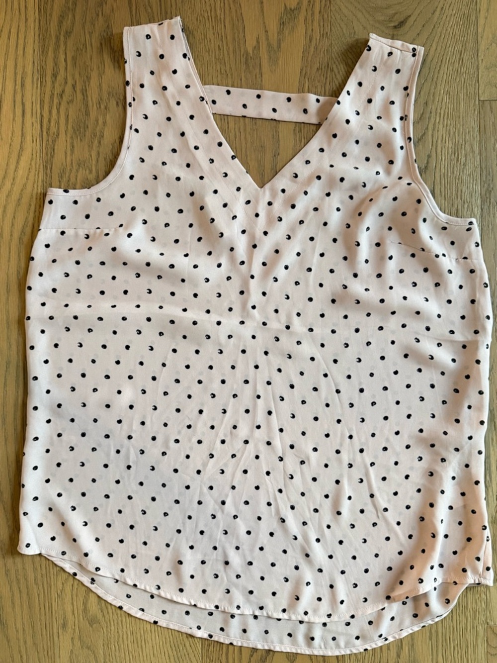 Maurice’s Women’s Blush Pink Polka Dot V-Neck Tank Top Blouse